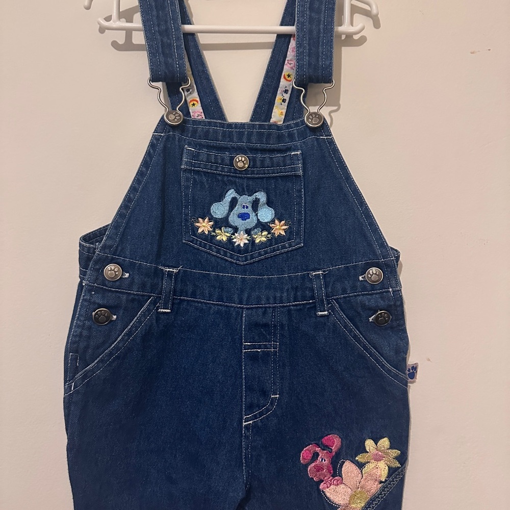 Vintage Blues Clues Denim Overalls with Embroidered Details